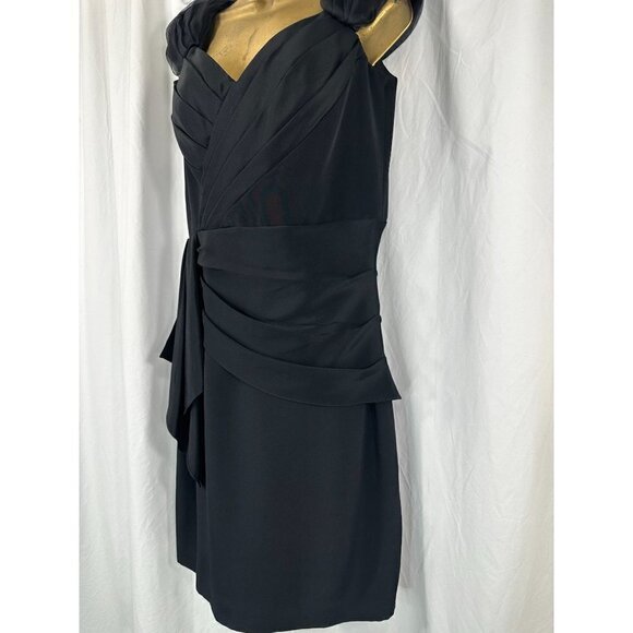 NWT Kay Unger Silk Cocktail Dress 12 Off the Shoulder Black Minimalist 100% Silk - Picture 1 of 10